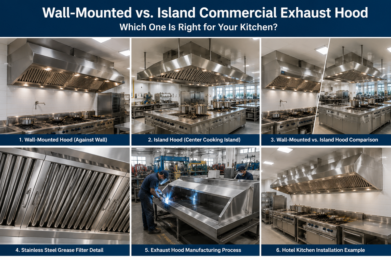 Wall-Mounted vs. Island Commercial Exhaust Hood: Which One Is Right for Your Kitchen?